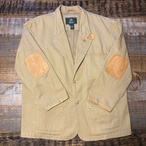 Vintage ORVIS Zambezi Leather Patch Hunting Twill Safari Jacket Blazer Men's XL